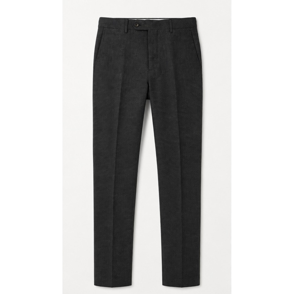 Mr Porter Slim Fit Charcoal Micro Check Wool Blend Dress Pants 32 Portugal NWT